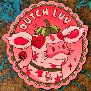New Dutch Luv strawberry cow sticker